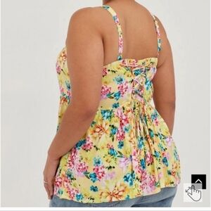 Torrid 2x Fit And Flare Rayon Slub Lace-Up Back Tank